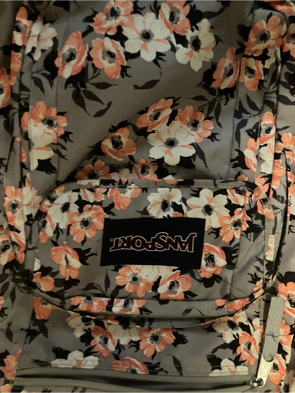 Jansport pink white flower pattern nwot , 18x12x6, back pack adult casual